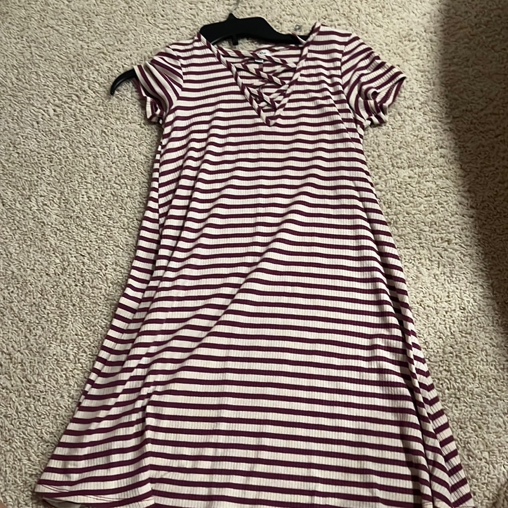 Purple and White Striped Dress